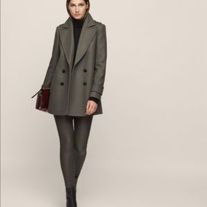 Reiss military green pea coat. Slim fit.  Good condition
